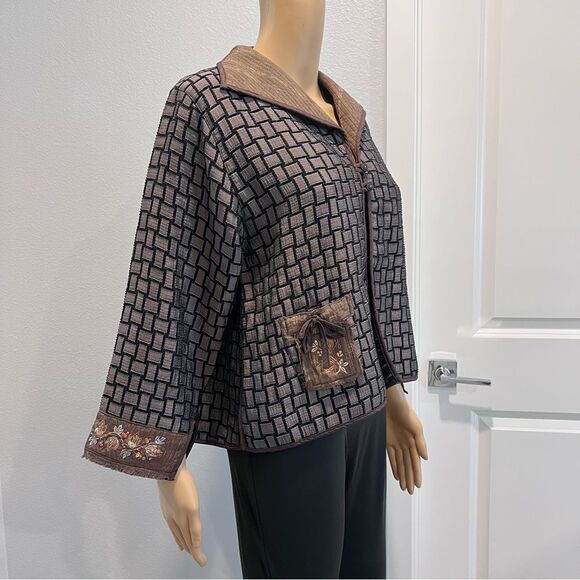 Exotic Designer Art To Wear Exquisite Asian Style Vintage Overcoat Jacket Size S - Picture 4 of 10